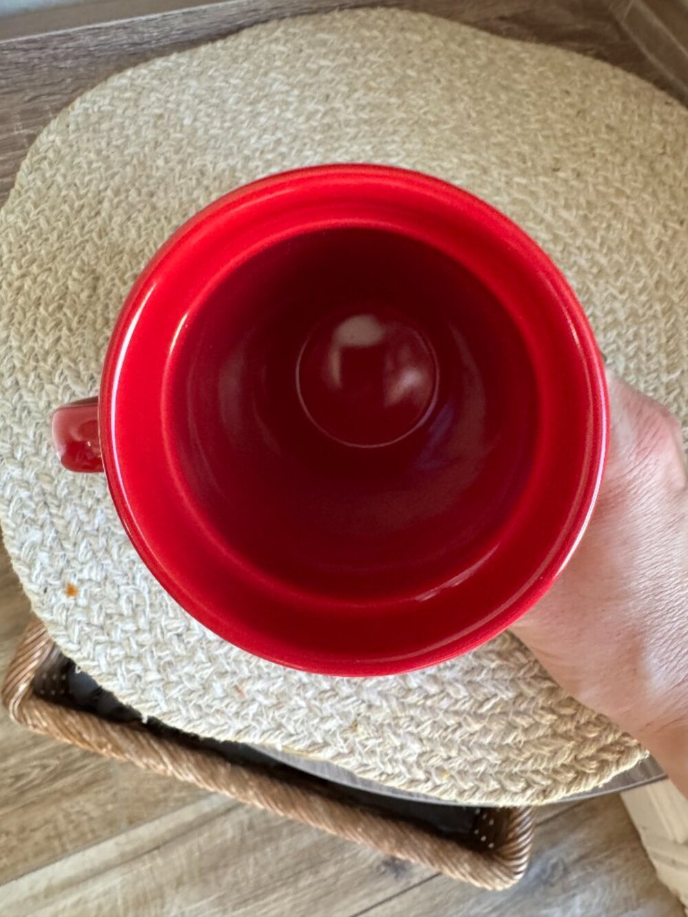 Thoughtfully Red Sweater Knit Embossed Stoneware Coffee Mug Christmas Cup - Picture 2 of 3